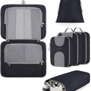 BAGSMART Hanging Travel Packing Cubes, 6 Set Large Travel Cubes for Women Cruise Ship Essentials, Suitcase Organizers