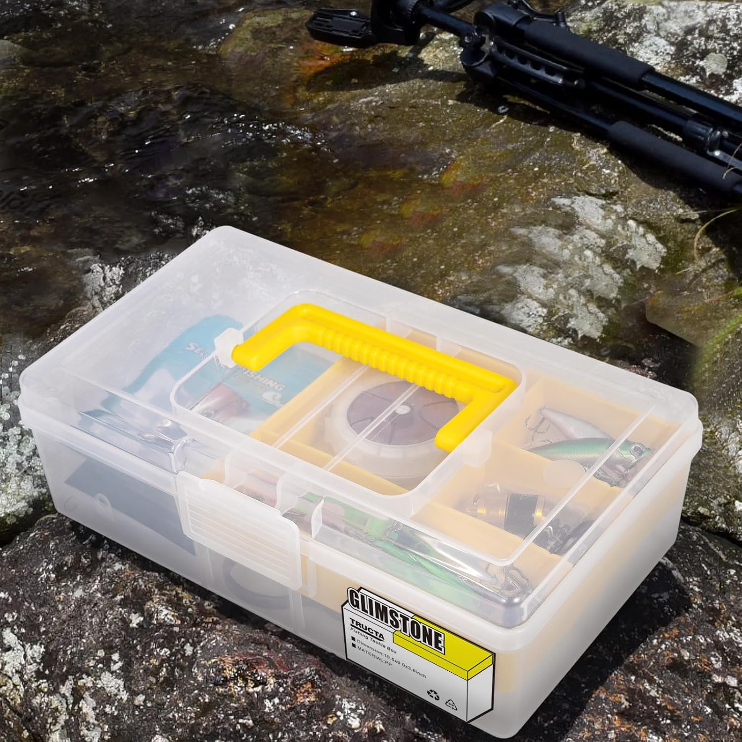 Fishing Tackle Boxes Waterproof Premium Plastic Storage Organizer Container Box with Divider Tray for Small Parts (Tackle Box Only)