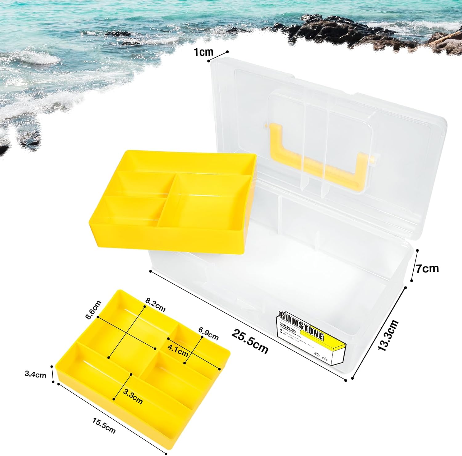 Fishing Tackle Boxes Waterproof Premium Plastic Storage Organizer Container Box with Divider Tray for Small Parts (Tackle Box Only) - Image 2