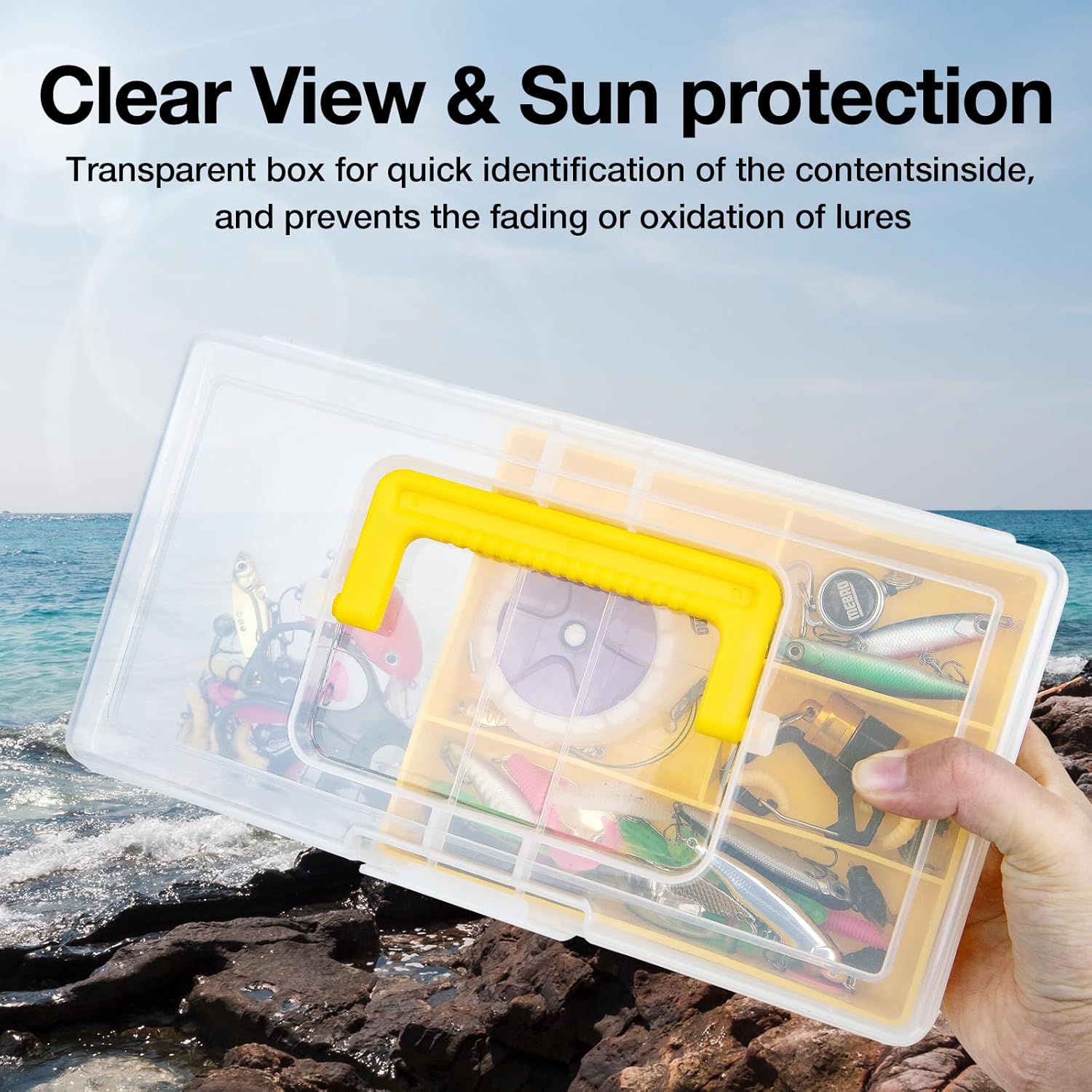 Fishing Tackle Boxes Waterproof Premium Plastic Storage Organizer Container Box with Divider Tray for Small Parts (Tackle Box Only) - Image 5