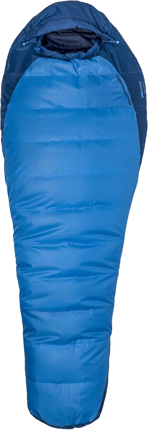 Marmot Men’s Trestles 15° Sleeping Bag | Insulated, Water-Resistant, Left-Zip, Cobalt Blue/Blue Night, Long