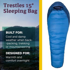 Marmot Men’s Trestles 15° Sleeping Bag | Insulated, Water-Resistant, Left-Zip, Cobalt Blue/Blue Night, Long